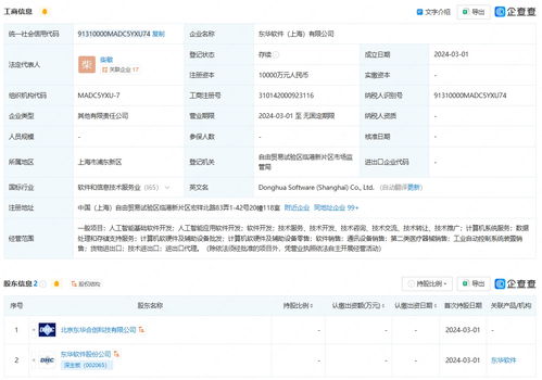 東華軟件在上海成立新公司，布局AI業(yè)務(wù)與軟件開發(fā)